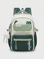 Недорогие Kids &amp; Teen Backpacks-Tween Girls Colorblock Cat Backpack, Cute Japanese Style School Bookbag for Middle School Students with Large Capacity and Multi-Pocket Storage