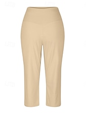 cheap Straight-Leg Pants-Women's Wide Leg Chinos Vacation Classic Style Basic Capris High Waist Plain Pocket Comfy Comfort Soft Stretchy Casual Gym Yoga Apricot Black White Army Green Spring Regular Fit