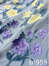 billige Ankellengde-A-linje Kjoler Ankellengde Festkjole Cocktail Kjole Kjole til brudens mor Halvlange ermer Øsehals Elegant Årgang Formell Bryllupsgjest Ferie Chiffon med Blomstertrykk Drapert Broderi