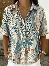 cheap Art&amp;Design Blouses-Women's Shirt Solid Color Elegant Bohemia Vacation Short Sleeve Long Tops Casual Daily Holiday Blue White and Pink Light Brown Purple Orange Summer Spring