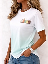 cheap Floral tee-Women's T Shirt Print Floral Graphic Fashion Stylish Classic Short Sleeve Crew Neck Round Neck Regular Tops Casual Daily Weekend Yellow Red Purple Green Summer Spring