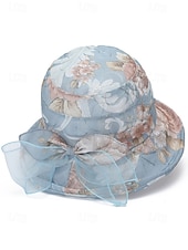 economico Cappelli da donna-Cappello da sole da donna in stile bohémien, traspirante e leggero, in poliestere, con fantasia floreale multicolore e fiocco, perfetto per le vacanze al mare, l'uso quotidiano e i viaggi estivi.