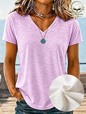  Mujer Camisa Blusa con textura Tops de verano Plano Elegante Clásico Manga Corta Escote en Pico Tops largos Casual Blanco Verde Claro Púrpula Claro Azul claro Verano Primavera