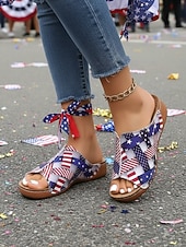  Сандалии-слипоны с принтом американского флага для женщин приуроченные к 250-летию – летние сандалии для Дня независимости садовых вечеринок и повседневной носки на улице