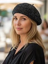 baratos Chapéus Femininos-Boina feminina boêmia em poliéster vazado respirável, diversas cores à escolha, chapéu leve de verão, perfeito para férias na praia, uso casual diário e acessórios de viagem.
