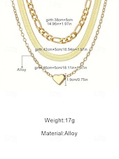 economico Collana da donna-Set di collana da donna con ciondolo a cuore a strati in lega, collana girocollo a catena multipla oro e argento per vacanze al mare, abbigliamento casual quotidiano, viaggi e stile minimalista.
