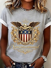 economico Magliette Giorno dell’Indipendenza-Giorno dell'Indipendenza Americana Per donna Maglietta Stampato Grafico Bandiera Elegante Classico Casual Manica Corta Girocollo Top Regolari Quotidiano Cenere Estate Primavera