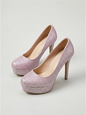 economico Décolleté con plateau-Décolleté da donna con plateau e tacco alto glitterato, eleganti scarpe da invitata a matrimoni in giardino. &amp;celebrazioni all'aperto