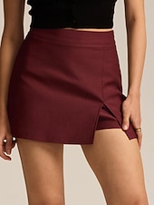 economico Gonne casual-Per donna Gonna da vacanza Moda Casual Mini Vita Alta Gonne Semplice Inelastico Quotidiano Streetwear Vinaccia Nero Verde militare Blu marino Primavera