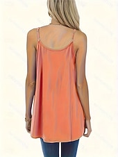 economico Serbatoio Semplice-Confezioni multiple 2 pezzi Per donna Scollo a V Senza Maniche Verde + rosa Canotta Maglietta senza maniche Maglietta Pieghettato Tinta unica Casuale Quotidiano Poliestere Estate