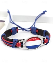 abordables Accesorios-Pulsera de hombre de piel sintética y acrílico con la bandera nacional, pulsera multinacional para aficionados al fútbol, para el día del partido, para animar en el estadio, para ropa deportiva informal y para el día a día.