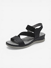 abordables Sandalias Cómodas-Sandalias amarillas de mujer con soporte para el arco del pie y tira elástica: zapatos cómodos y acolchados para caminar, sandalias casuales de verano ligeras con suela suave para viajar, caminar y