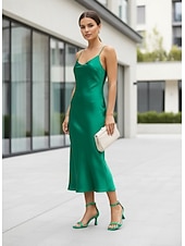economico Sandali con tacco-sandali verdi con cinturino alla caviglia e tacco medio per donna - design minimalista ed elegante, perfetti per feste estive, abbigliamento da ufficio e uscite informali