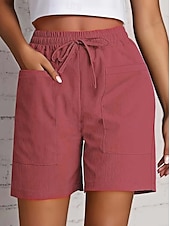 economico Pantaloncini Bermuda-Per donna Bermuda Chinos Shorts Pantaloni Eleganti Vacanza Essenziale Comfort Corto Vita Alta Semplice Coulisse Comodità Elasticizzato Quotidiano Casual Quotidiano Blu Rosso Aalbicocca Nero Estate