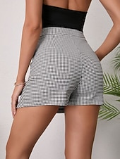 voordelige Grafische rokken-Dames Vakantierok Modieus Casual Mini Hoge taille Rokken Pied-de-poule Afdrukken Micro-elastisch Dagelijks Straat Zwart Bruin Zomer