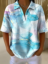  Damen Sommeroberteile Grafik Geometrisch Elegant Vintage Ärmellos Kurzarm Hemdkragen Normale Oberteile Lässig Täglich Schwarz Gelb Violett Purpur Orange Sommer Frühling