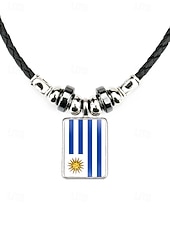 preiswerte Zubehör-Herren-Legierung &amp;Acryl-Halskette mit Anhängern in Nationalflaggen-Optik, verschiedene Ländermotive, lässiger Boho-Stil, perfekt für Fußballfans, Spieltage und Outdoor-Aktivitäten. &amp;Alltagskleidung