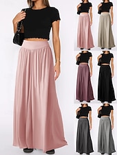 tanie szerokie nogawki i wysoki stan-Damskie Bezczelny Spodnie szerokie nogawki Typu Chino Skort Urlop Moda Moda miejska Pełna długość Wysoka talia Równina Wysokie cięcie Komfort Na zewnątrz Nieelastyczny Codzienny Urlop Ulica karminowy