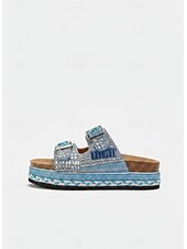 abordables Sandales à glissière-Sandales à plateforme perlées pour femmes – sandales à enfiler de style bohème pour la plage, les festivals et les sorties décontractées