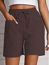 economico Pantaloncini Bermuda-Per donna Bermuda Chinos Shorts Pantaloni Eleganti Vacanza Essenziale Comfort Corto Vita Alta Semplice Coulisse Comodità Elasticizzato Quotidiano Casual Quotidiano Blu Rosso Aalbicocca Nero Estate