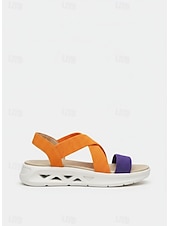 billiga Platta sandaler-flerfärgade damsandaler i vardagsstil – livfulla remmar och lätt design, perfekta för aktiva och moderiktiga utomhusaktiviteter
