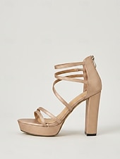 cheap Platform Sandals-Women's Nude Platform High-Heel Sandals - Ideal for Resort Evening Events