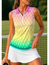 voordelige Dameshirt-Dames Geometrisch Tops Sportshirt Wandelen poloshirt Tennisshirt Mouwloos Vetoketju Bloemig UPF50+ UV-bestendig Hoge Elasticiteit Vochtregelerend Ademend Volleybal Tennis Golf Kraag Strijkijzer Hemd
