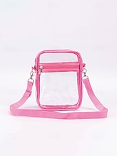 cheap Vacation &amp; Travel Bags-Women's Clear PVC Crossbody Bag, Large and Small Size Transparent Shoulder Bags with Adjustable Straps, Stylish Multi-Color Bags for Beach Vacation, Travel and Casual Daily Use