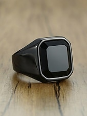 preiswerte Herrenschmuck-Herrenring im Boho-Stil aus Edelstahl mit Naturstein, Statement-Siegelring in verschiedenen Größen für den Alltag, Strandurlaub und Resort-Look