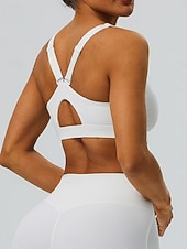 abordables Sujetadores deportivos &amp; chalecos-Mujer Camisetas sin mangas para hacer ejercicio Sujetadores de Deporte Cuchara Ropa Interior / Prenda Interior Absorción de impacto Tamaño Ajustable Ligero Inalámbrico Acolchado Color sólido Deporte