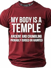 ieftine Tricouri cu umor sarcastic-Corpul meu este un templu antic, blestemat, bântuit, tricou amuzant, sarcastic, cu umor, grafic, guler rotund, mânecă scurtă, cadou de ziua de naștere pentru el, cadou de glumă, haine de designer