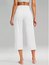 cheap Straight-Leg Pants-Women's Wide Leg Chinos Vacation Classic Style Basic Capris High Waist Plain Pocket Comfy Comfort Soft Stretchy Casual Gym Yoga Apricot Black White Army Green Spring Regular Fit