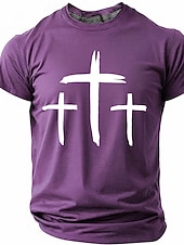 abordables Camisetas de fe-Hombre Cruz Camiseta Manga Corta Camiseta Impresión 3D Cuello Barco Camisa Moda Design Sencillo Casual Diario Fiesta Rojo Verano Primavera Ropa S M L XL XXL XXXL
