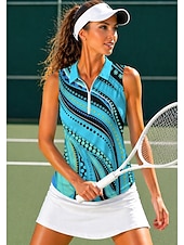 abordables Camisa de Mujer-Mujer Geométrico Abstracto Tops Camisa deportiva Camisas de polo Camiseta de tenis Sin Mangas Cremallera Floral UPF50+ Resistente a los rayos UV Alta elasticidad Dispersor de humedad Transpirable