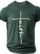 cheap Faith T shirts-Faith Cross Men's Minimalist Christian Spiritual Religious T Shirt Graphic Crew Neck Short Sleeve Church Worship Easter Gift for Believers Designer Clothing Apparel