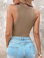  Per donna Canotta Semplice Moda Elegante Casual Senza Maniche Girocollo Top Regolari Quotidiano Uscire Weekend Nero Bianco Giallo Marrone Verde Estate Primavera