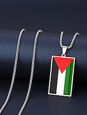 economico Accessori-Collana da uomo con ciondolo a forma di bandiera in acciaio inossidabile, collana con catena a bandiera di diversi paesi per le partite di calcio, per sostenere i tifosi, per fare il tifo allo stadio, per l'abbigliamento sportivo casual e per tutti i gior