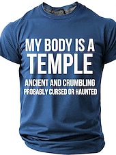 ieftine Tricouri cu umor sarcastic-Corpul meu este un templu antic, blestemat, bântuit, tricou amuzant, sarcastic, cu umor, grafic, guler rotund, mânecă scurtă, cadou de ziua de naștere pentru el, cadou de glumă, haine de designer