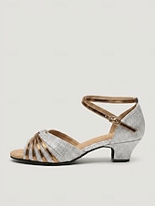preiswerte 1920er Jahre &amp; Gatsby-Ära-Vintage-Tanzschuhe im Stil der 1920er Jahre, inspiriert von „Der große Gatsby“, silberglitzernd – elegante, metallisch glänzende Riemchenschuhe mit mittelhohem Absatz und Knöchelriemen für