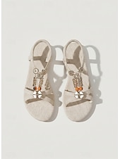 Χαμηλού Κόστους Ισιωμένα σανδάλια-Γυναικεία boho chic φλατ σανδάλια με διακοσμητικές μεταλλικές χάντρες – άνετα υποδήματα για casual και γάμους στην παραλία, καλοκαιρινές εκδηλώσεις και διακοπές