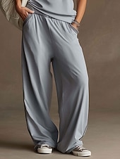 abordables Conjuntos de dos piezas-Mujer Camiseta Conjuntos de pantalones Sin Mangas Escote en Pico Color sólido Moda Ropa de calle Diario Exterior Vacaciones Gris oscuro Negro Beige Verano Holgado