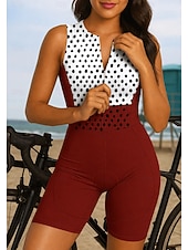 billiga Klädset för kvinnor-Dam Triathlondräkt Cykeltröja set Ärmlös Sommar Gul Rodnande Rosa Rubinrött Prickig Cykel 3D Tablett Torkar snabbt Snabb tork UV-Resistent Dragkedja fram sporter Kläder