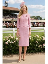  Rochie lungime glezna Sheath Column Rochie de petrecere Rochie cocktail Rochie pentru invitată la nuntă Rochie pentru mama miresei Mâneci lungi Gât rotund Elegant Vintage Petrecere cu nasturi