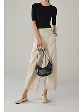 cheap Wide Leg &amp; High Waisted-Women's Wide Leg Chinos Vacation Full Length High Waist Comfortable Micro-elastic Daily White Navy Blue khaki Summer Spring Loose Fit