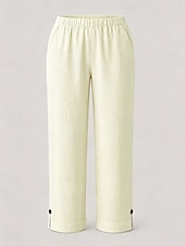 abordables Pantalon droit-Femmes Pantacourt Chino Longueur cheville Naturel Couleur Unie Avec Poches Confortable Non Elastique Décontracté Quotidien Noir Blanche Rose Claire Vert foncé Printemps Automne Coupe Ample