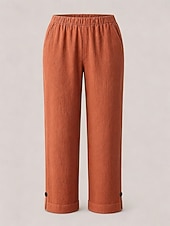 abordables Pantalon droit-Femmes Pantacourt Chino Longueur cheville Naturel Couleur Unie Avec Poches Confortable Non Elastique Décontracté Quotidien Noir Blanche Rose Claire Vert foncé Printemps Automne Coupe Ample