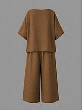 olcso Luxus koordinált szettek-női pamutvászon szettek kétrészes szettek tiszta szín meleg hétköznapi kényelem otthon mindennapi tavasz ősz