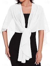 billiga Sjalar-Sjalar Bolero Mammas Wraps Bridal's Wraps Bröllopsgästs wraps Elegant damer Formell Stil Ärmlös Chiffong Brudsjalar Med Ren Färg Till Dagligen Vår &amp; sommar