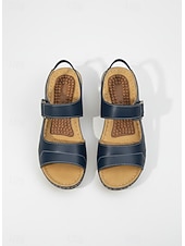economico Sandali Piani-sandali da donna in similpelle con cinturino regolabile – zeppe aperte con supporto plantare, comode scarpe estive da passeggio per l'uso quotidiano