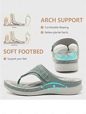 cheap Comfort Sandals-Women's Green Arch Support Flip Flop Sandals – Comfortable Cushioned Wedge Thong Sandals, Lightweight Casual Summer Shoes for Walking, Beach, Travel &amp; Daily Wear